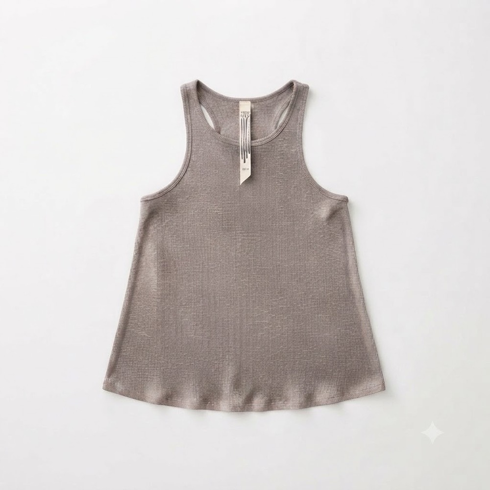 Free People Ribbed Racerback Tank Top Womens M Gray Basic Layering Casual - Picture 2 of 8